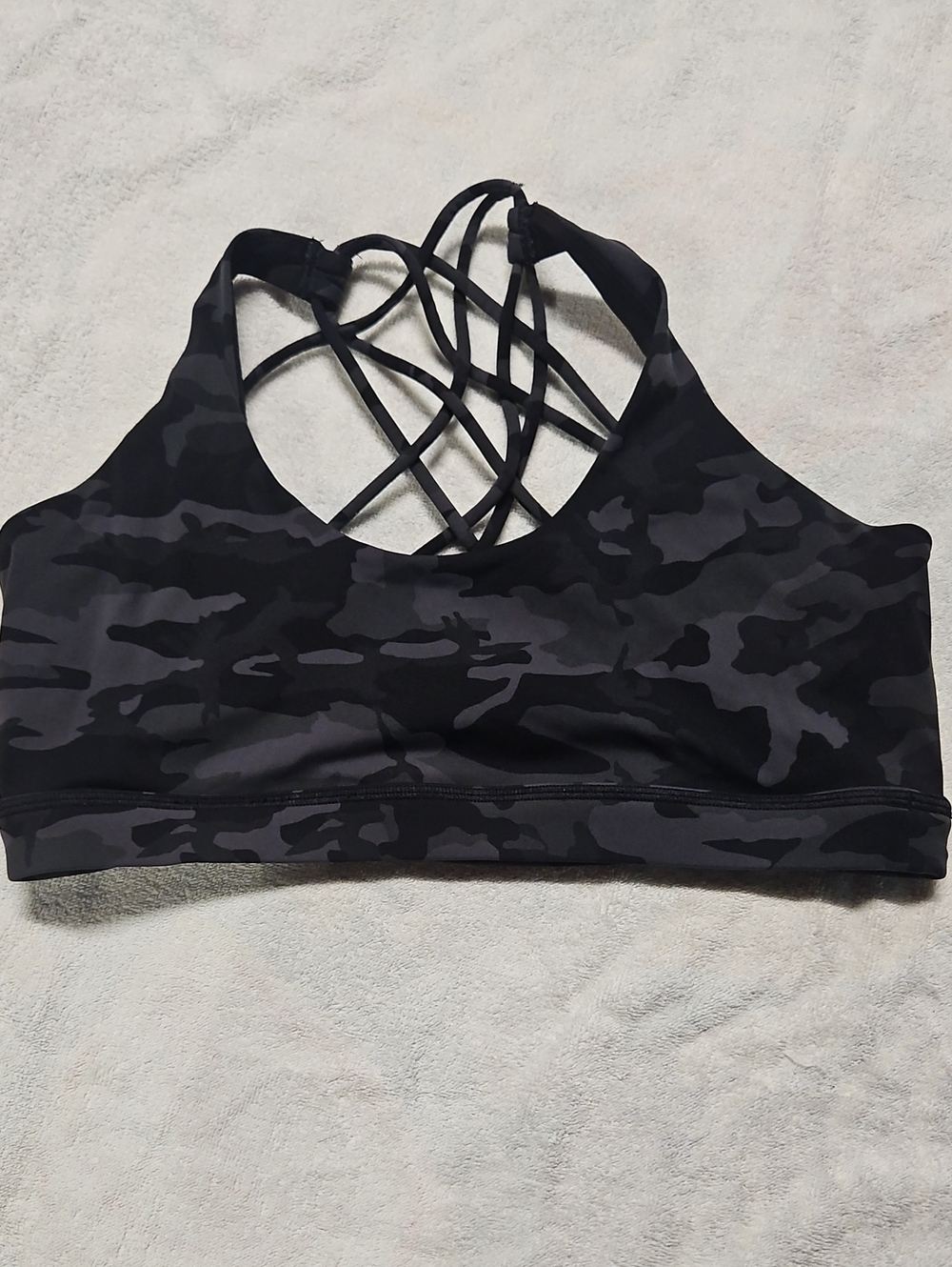 Constantly Varied Gear Black & Gray Camo Strappy Sports Bralette